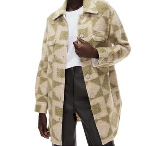 NWT Wilfred Free Olive and Cream Patterned Oversized Jacket Size XS